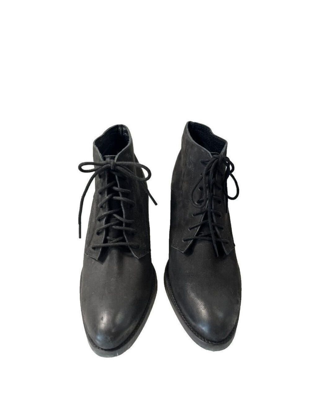 Topshop Able Black Nubuck leather Combat Ankle Boot Size 8.5 Lace Up